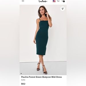 Lulus Paulina forest green midi body con dress